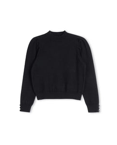 Girls Puff Sleeve Button Cuff Sweater