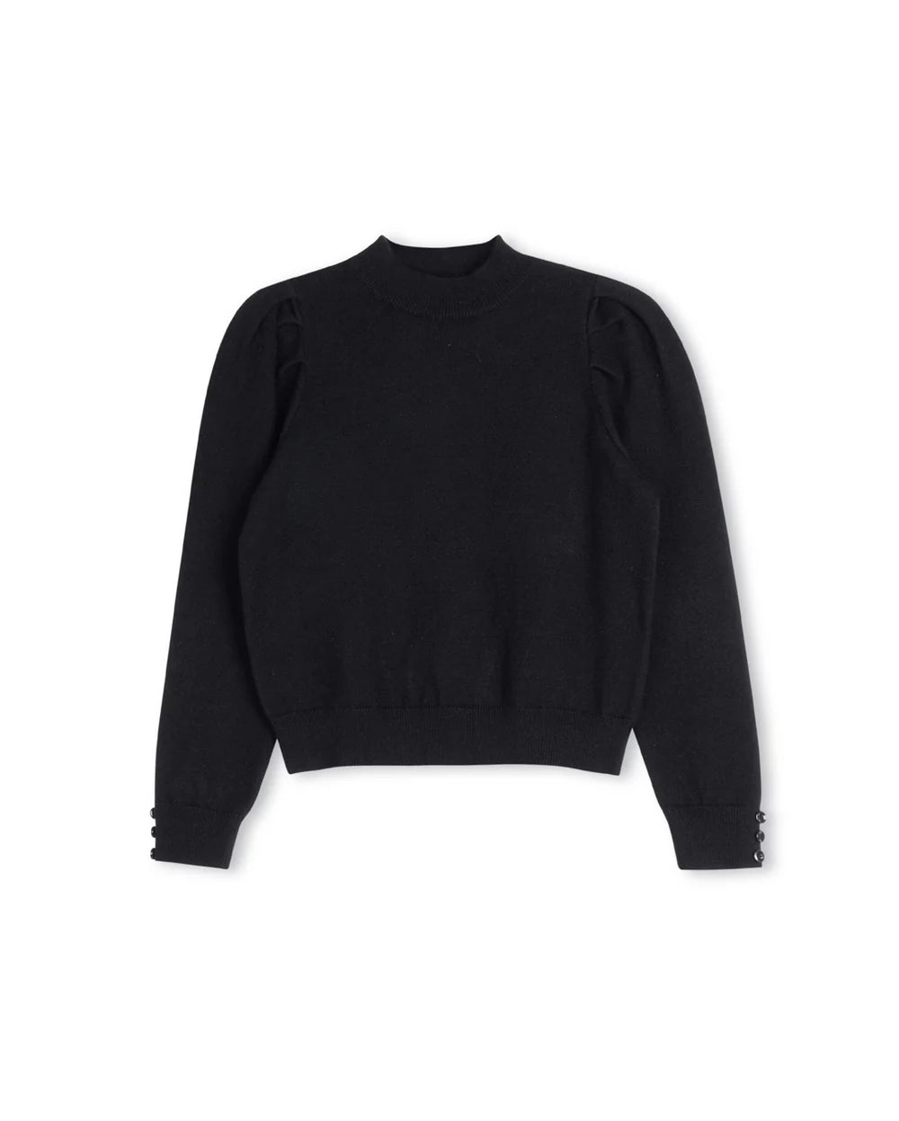 Girls Puff Sleeve Button Cuff Sweater
