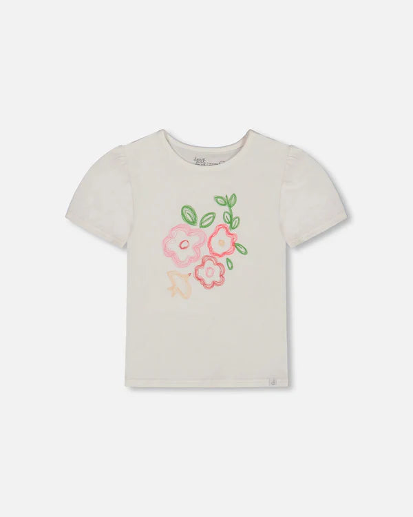Girls Organic Cotton Puff Sleeve Top