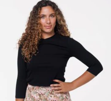 Ladies Ribbed V-Neck Top 3/4 Sleeve