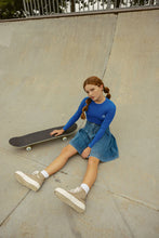 Load image into Gallery viewer, Crew Wide Pleat Denim Skirt
