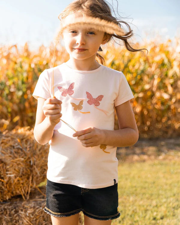 Organic Cotton Top With Sparkling Butterfly Applique