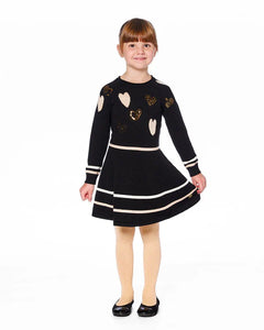 Deux Glittery Heart Knit Dress