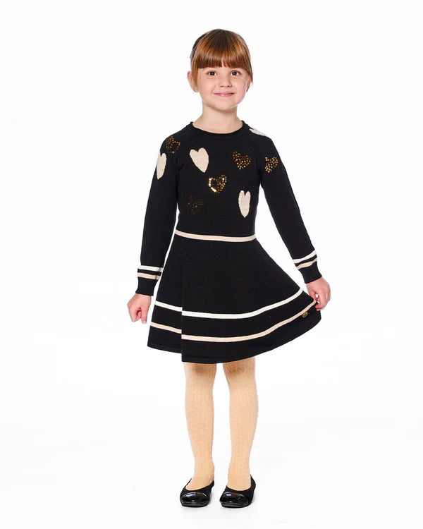 Deux Glittery Heart Knit Dress