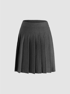 Girls Gray Pleated Knit Skirt