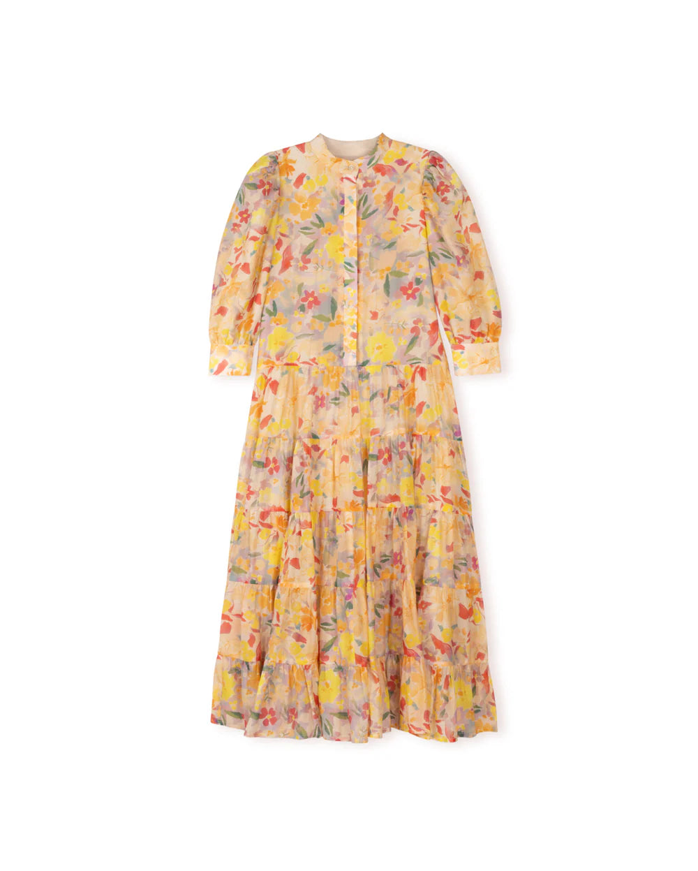 Teen Yellow Tiered Floral Dress